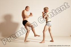 Underwear Martial art Man - Man White Moving poses Slim Short Blond Dynamic poses Academic